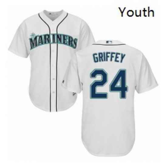 Youth Majestic Seattle Mariners 24 Ken Griffey Replica White Home Cool Base MLB Jersey